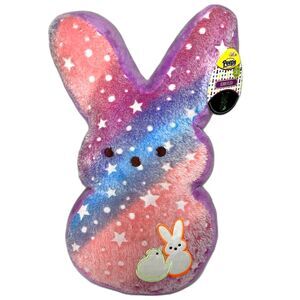 Peeps Glow in the Dark Bunny Plush Pastel Easter Stuffed Animal Rainbow RARE NWT